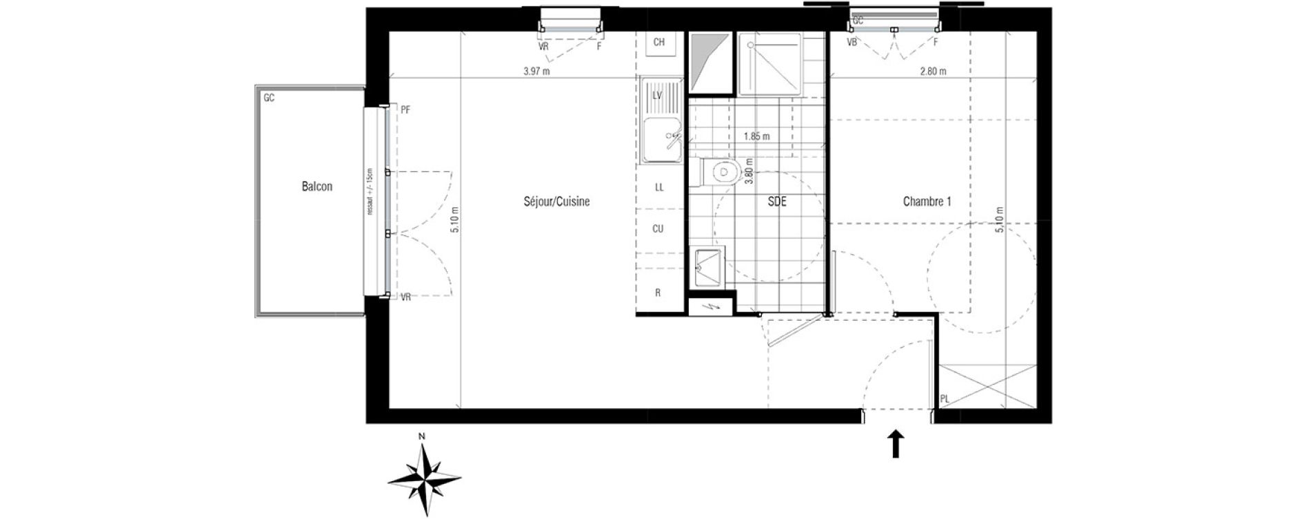 Appartement T2 de 43,05 m2 &agrave; Chelles Centre