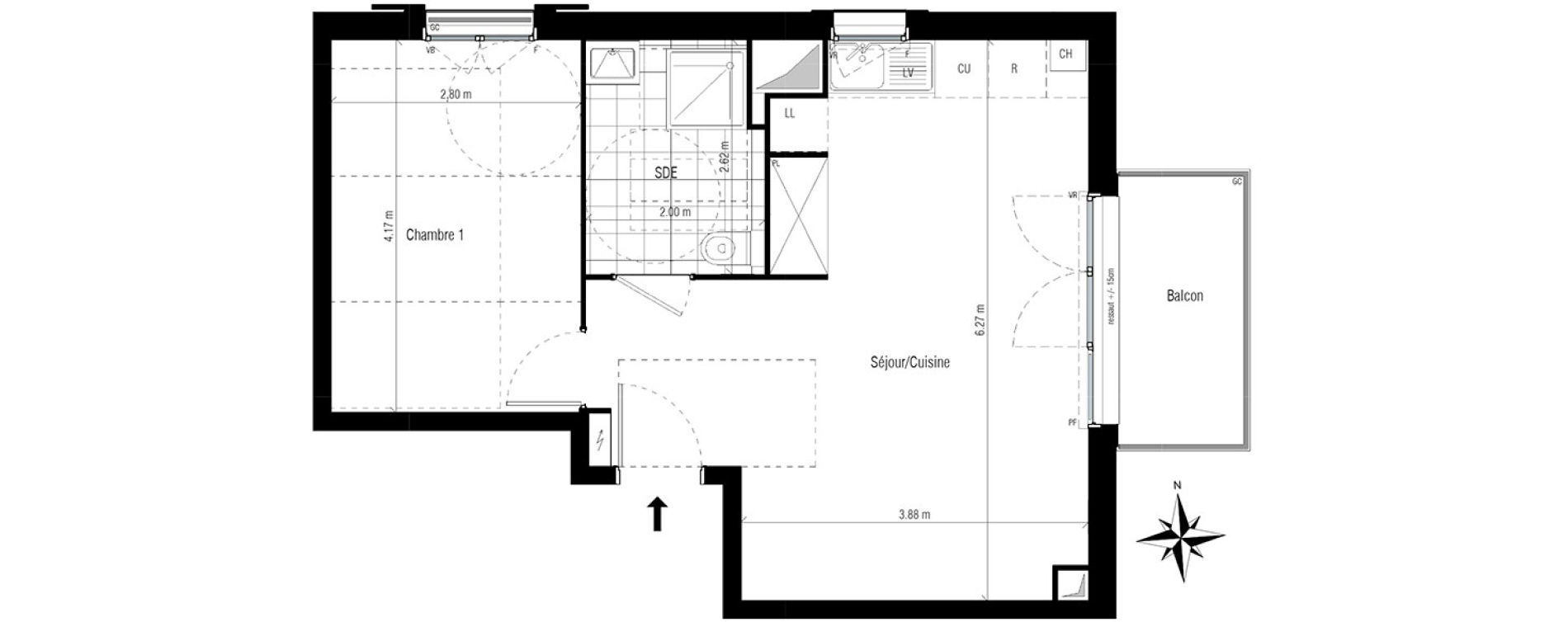 Appartement T2 de 43,02 m2 &agrave; Chelles Centre