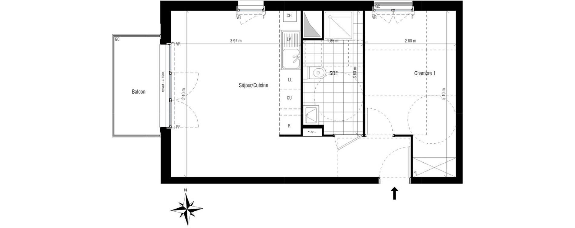 Appartement T2 de 43,05 m2 &agrave; Chelles Centre