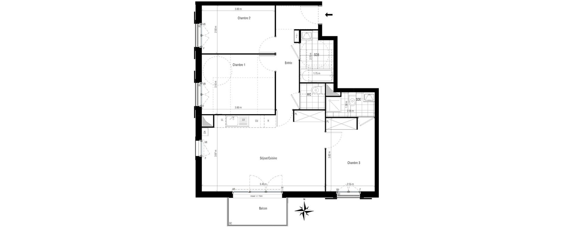 Appartement T4 de 73,26 m2 &agrave; Chelles Centre