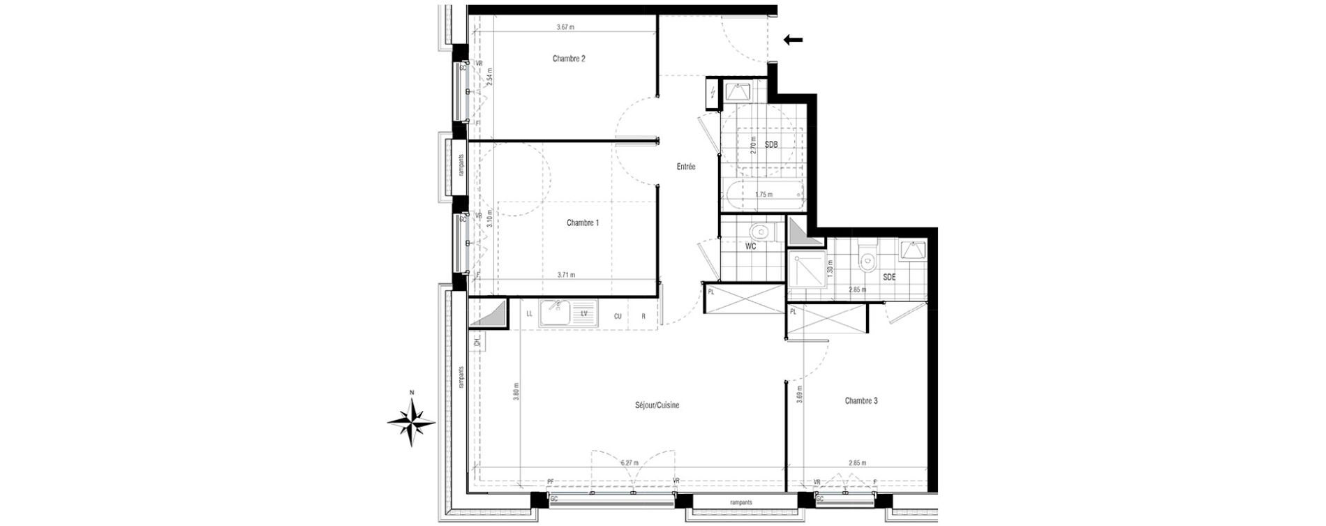 Appartement T4 de 72,14 m2 &agrave; Chelles Centre