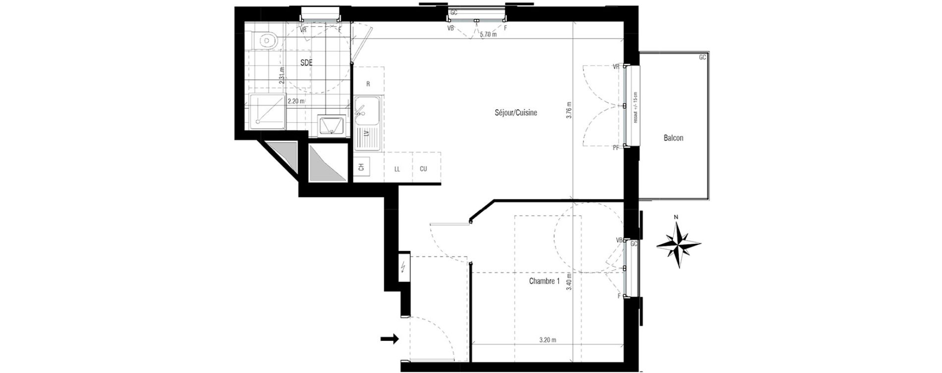 Appartement T2 de 41,90 m2 &agrave; Chelles Centre