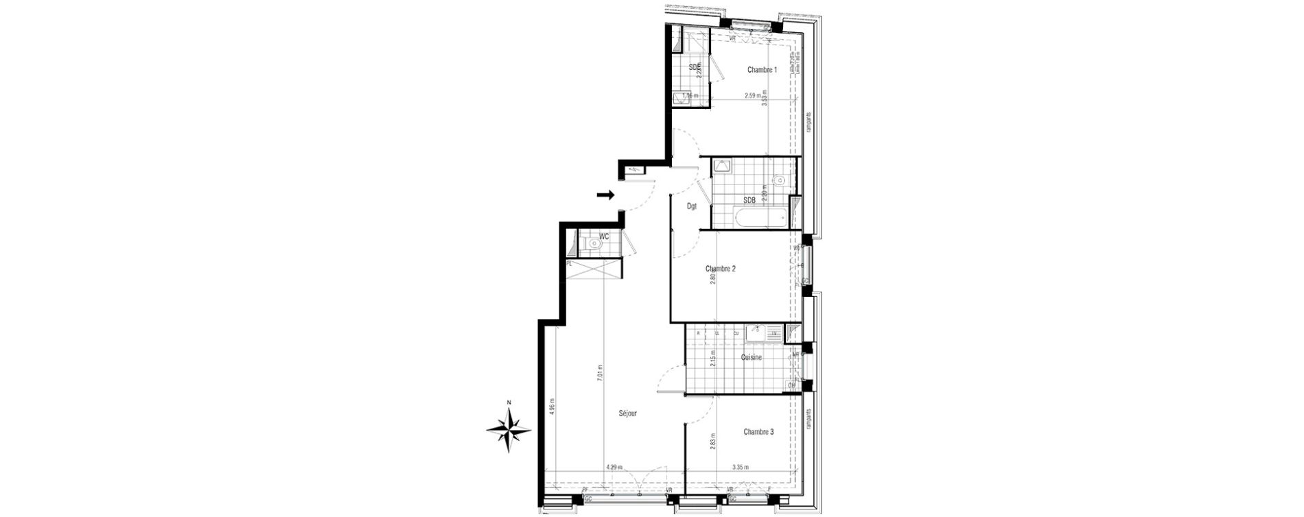 Appartement T4 de 81,75 m2 &agrave; Chelles Centre