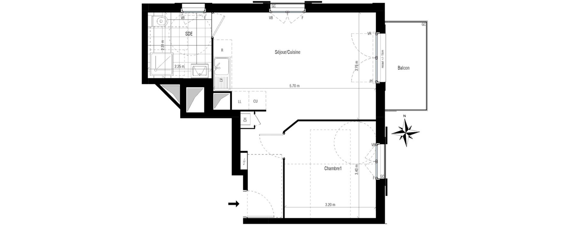 Appartement T2 de 41,31 m2 &agrave; Chelles Centre