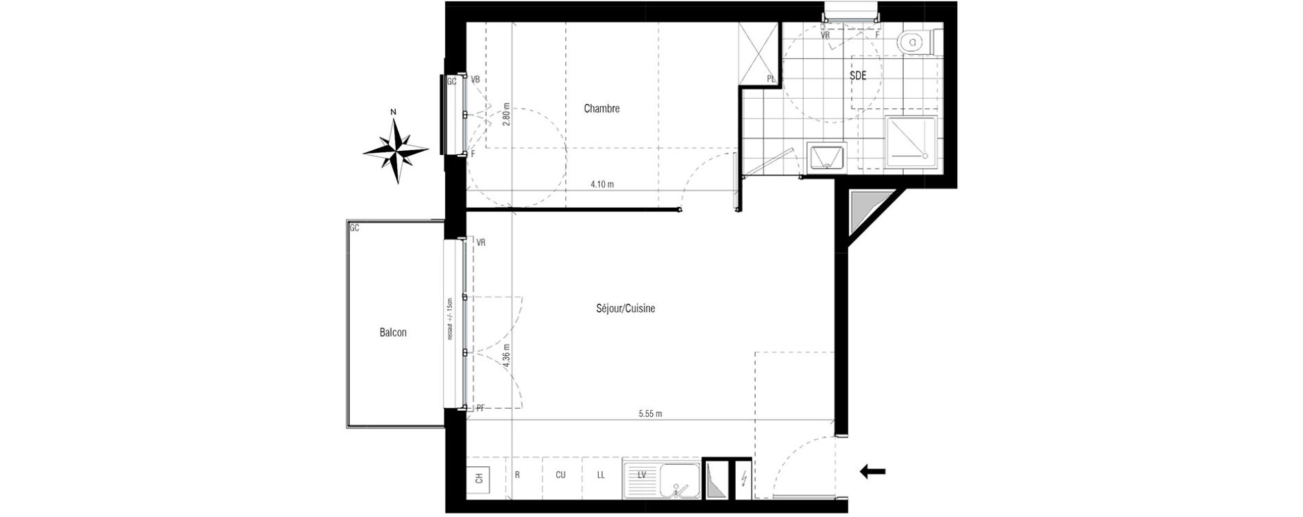 Appartement T2 de 42,89 m2 à Chelles Centre
