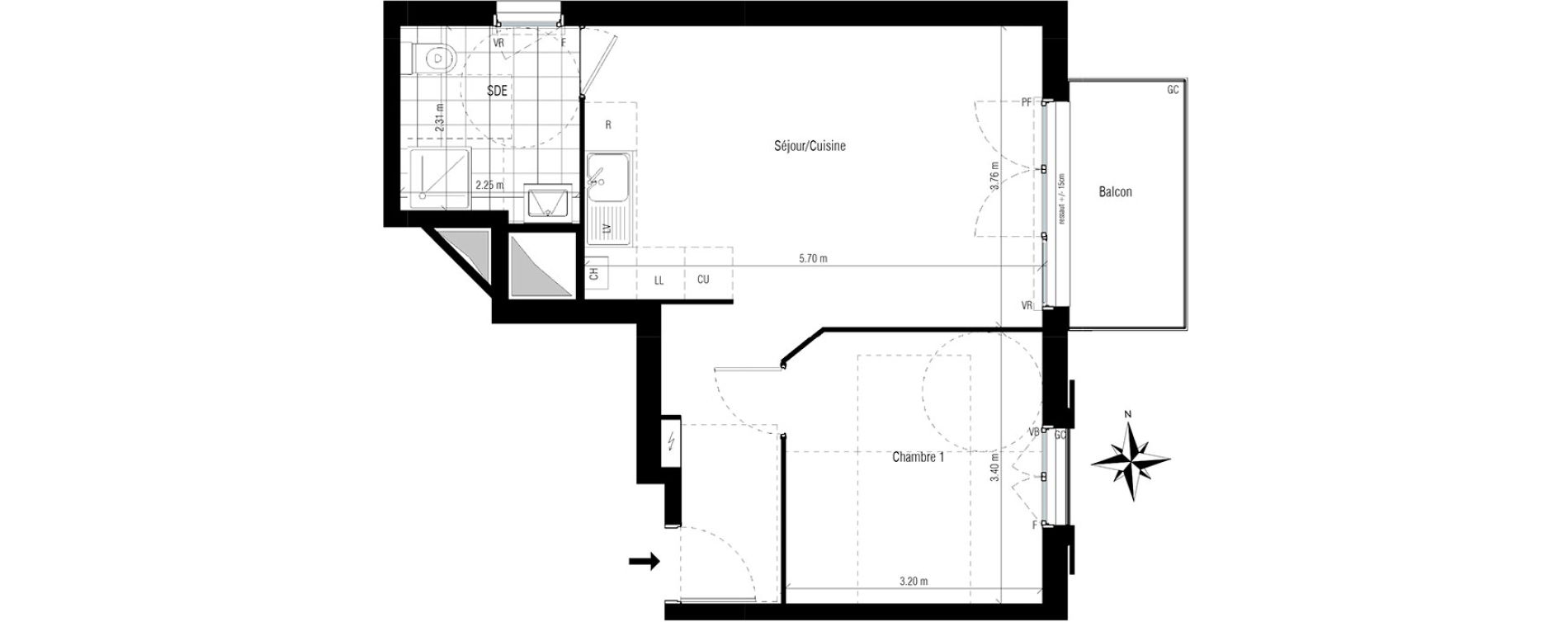 Appartement T2 de 41,90 m2 &agrave; Chelles Centre