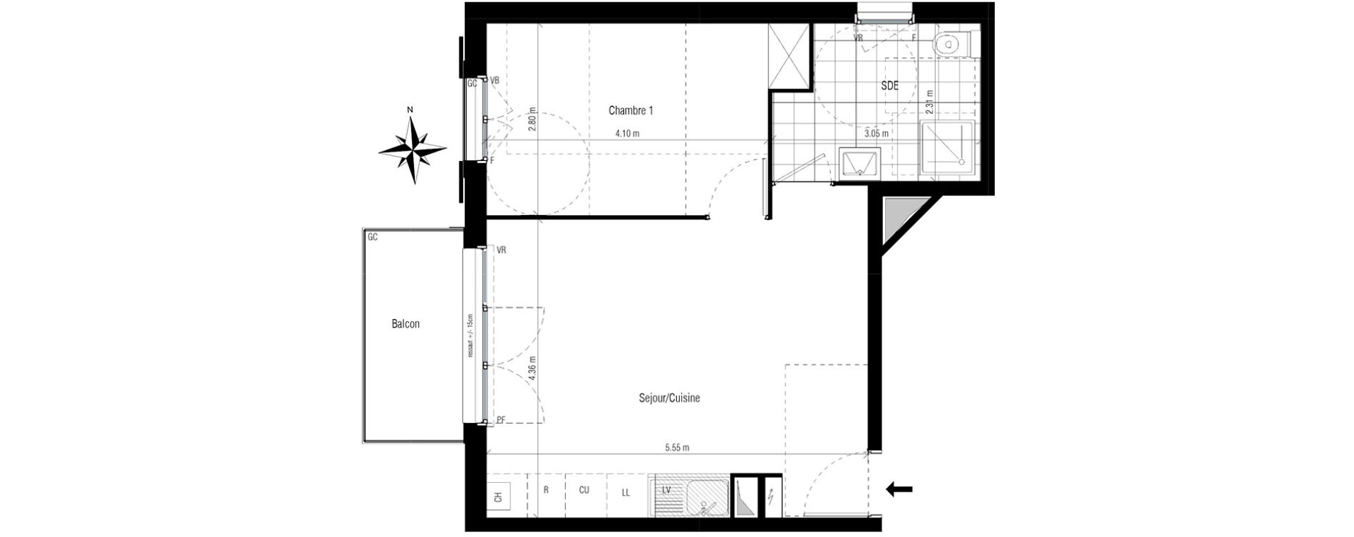 Appartement T2 de 42,89 m2 &agrave; Chelles Centre