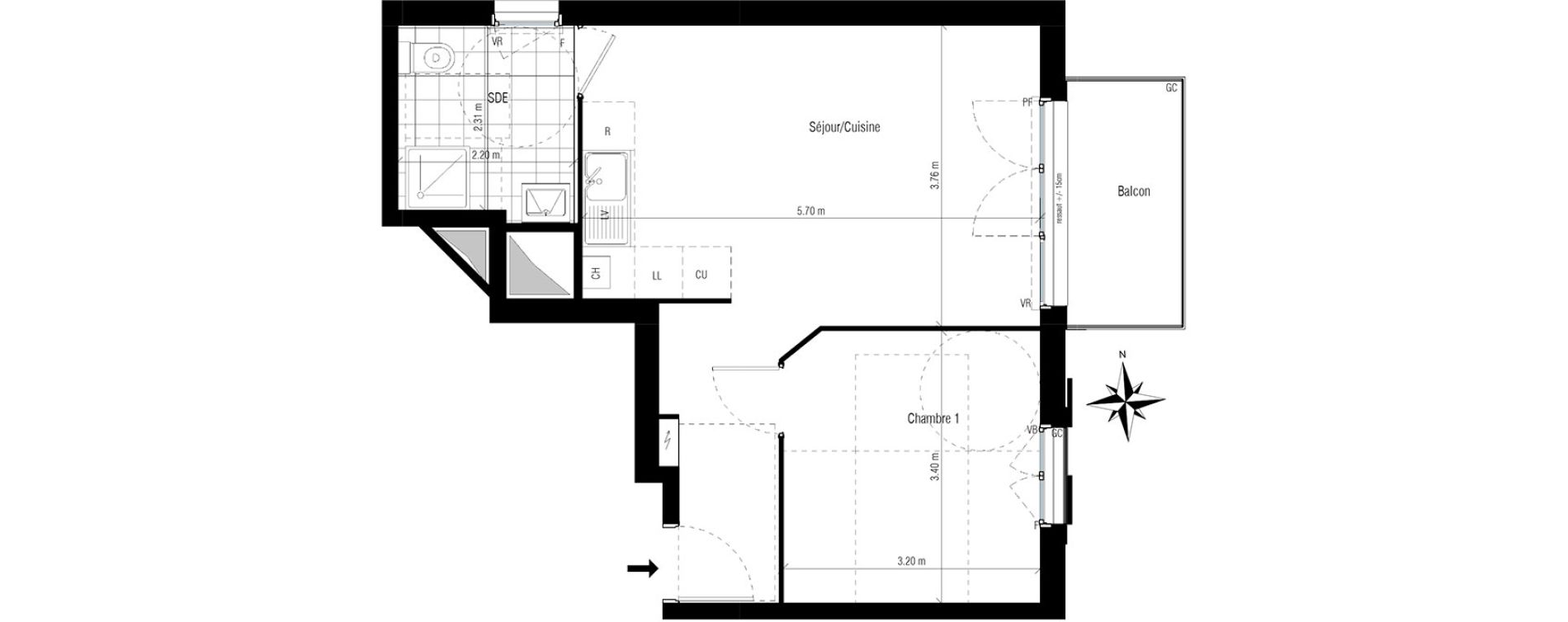 Appartement T2 de 41,90 m2 &agrave; Chelles Centre