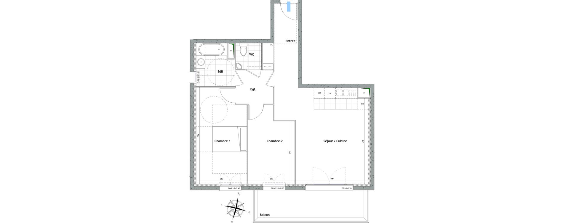 Appartement T3 de 64,45 m2 &agrave; Chelles Foch - de gaulle