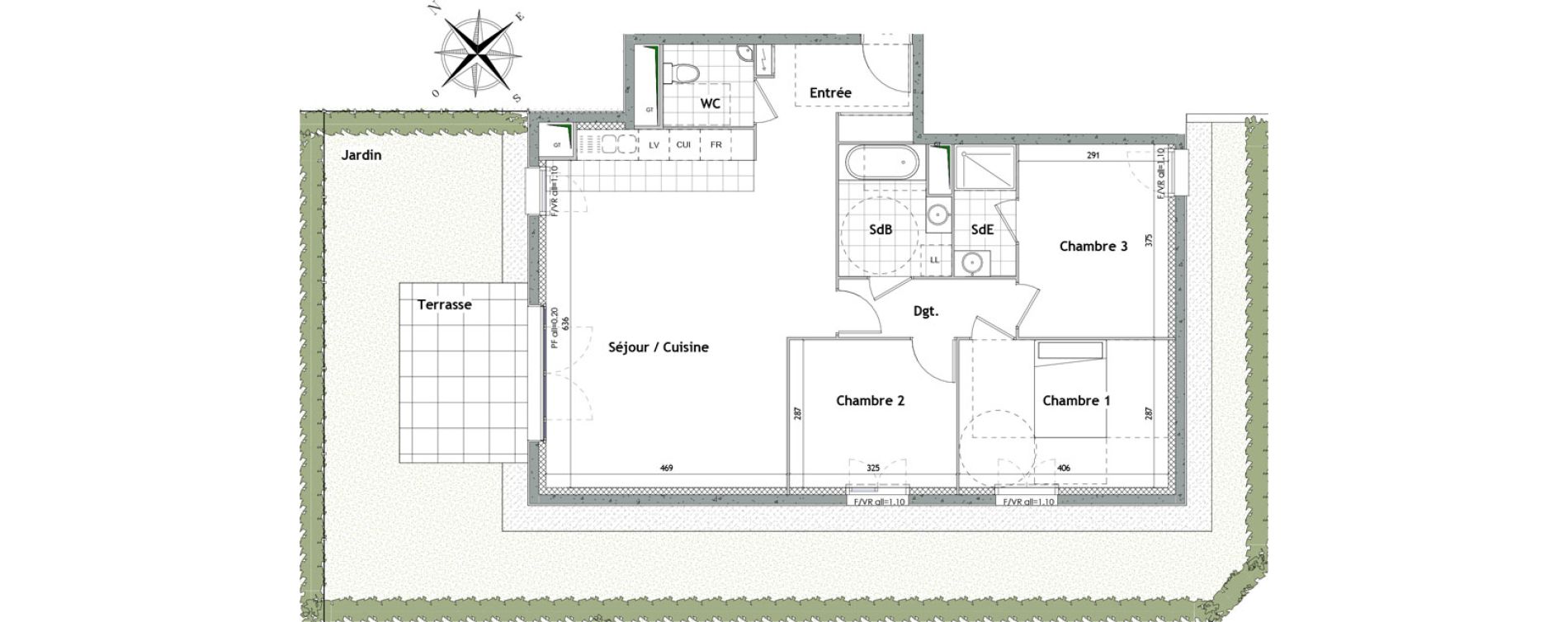 Appartement T4 de 88,05 m2 &agrave; Chelles Foch - de gaulle