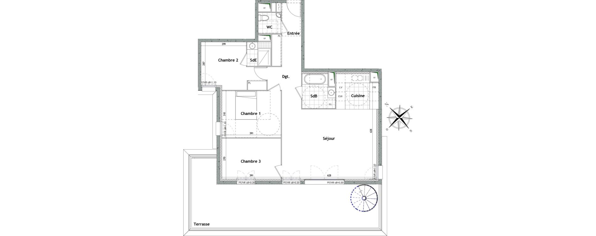 Appartement T4 de 89,14 m2 &agrave; Chelles Foch - de gaulle