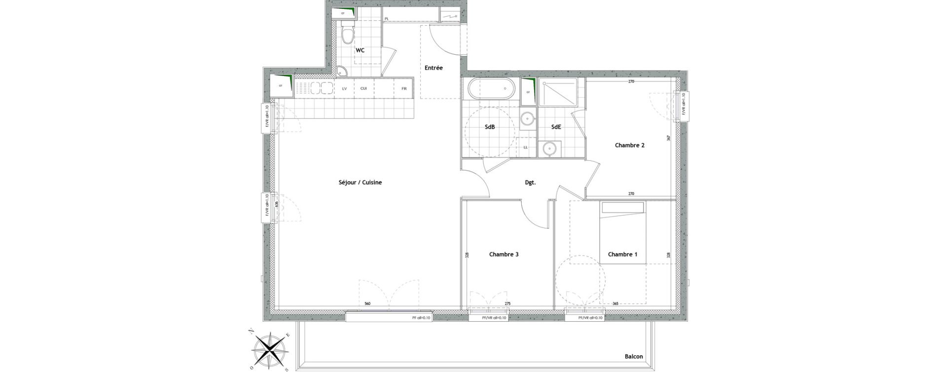 Appartement T4 de 90,89 m2 &agrave; Chelles Foch - de gaulle