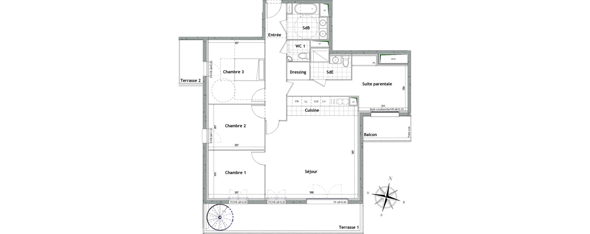 Appartement T5 de 108,44 m2 &agrave; Chelles Foch - de gaulle
