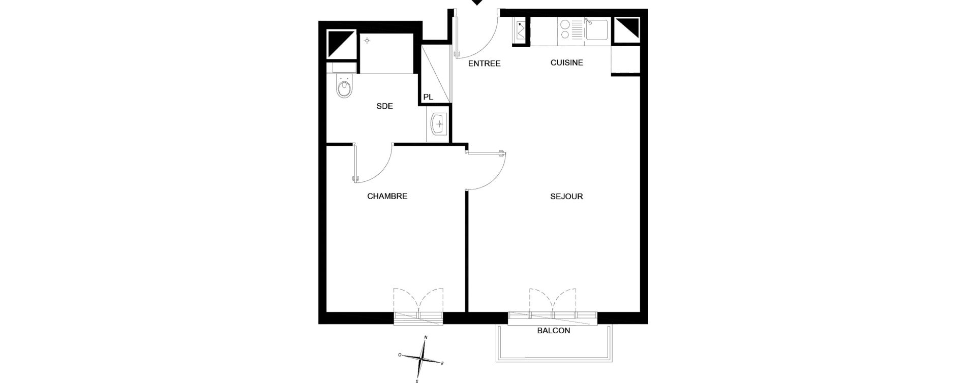 Appartement T2 meublé de 42,79 m2 à Chelles Foch - de gaulle
