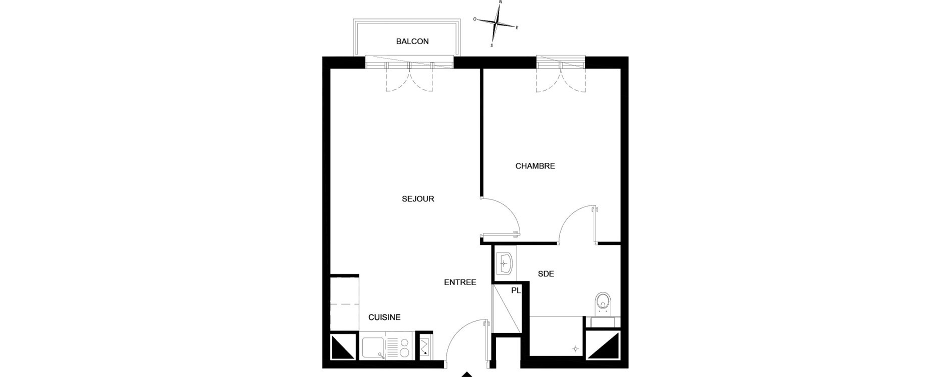 Appartement T2 meubl&eacute; de 40,21 m2 &agrave; Chelles Foch - de gaulle