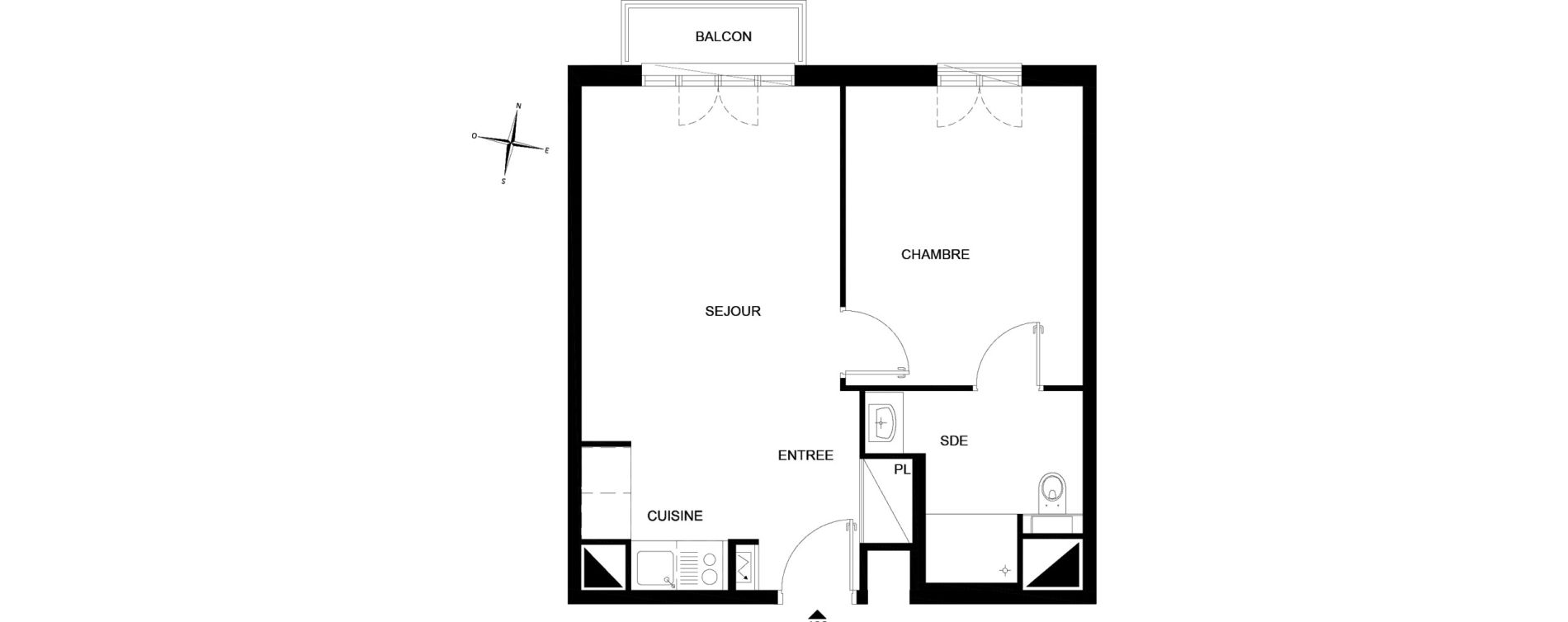 Appartement T2 meubl&eacute; de 40,21 m2 &agrave; Chelles Foch - de gaulle