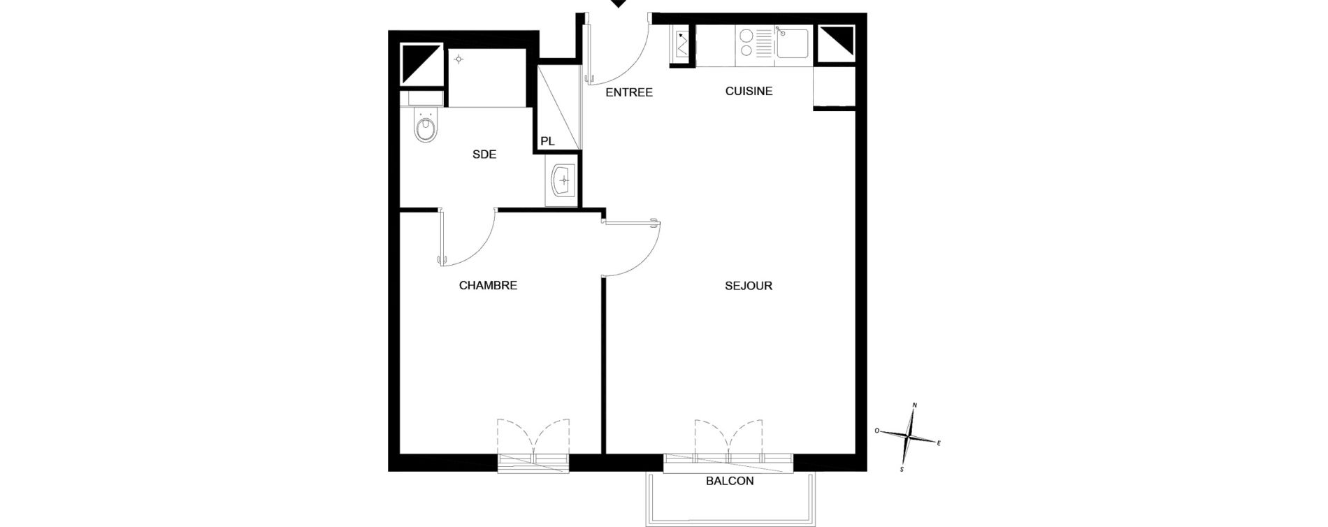 Appartement T2 meubl&eacute; de 42,79 m2 &agrave; Chelles Foch - de gaulle