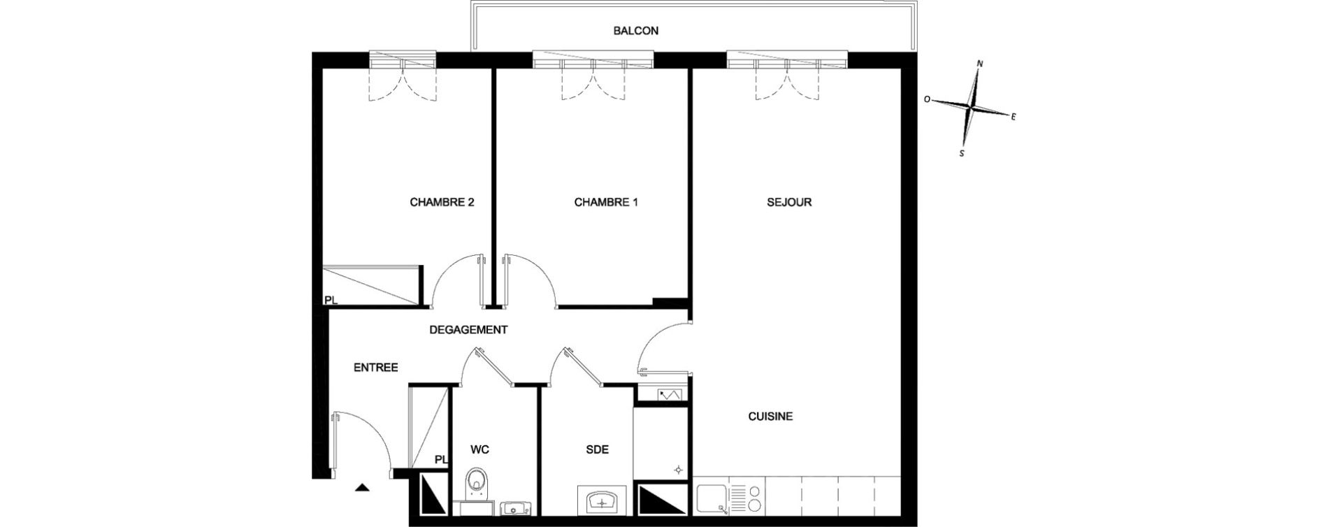 Appartement T3 meubl&eacute; de 65,59 m2 &agrave; Chelles Foch - de gaulle