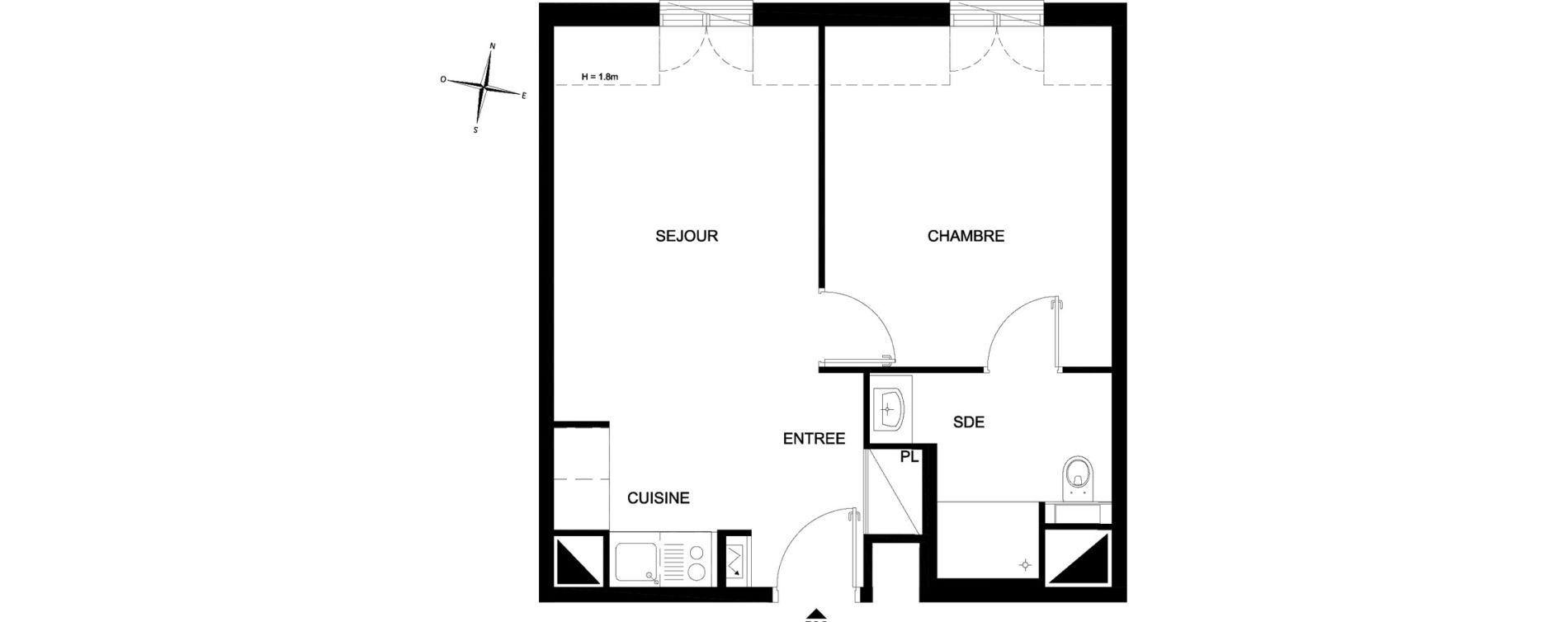 Appartement T2 meubl&eacute; de 37,22 m2 &agrave; Chelles Foch - de gaulle