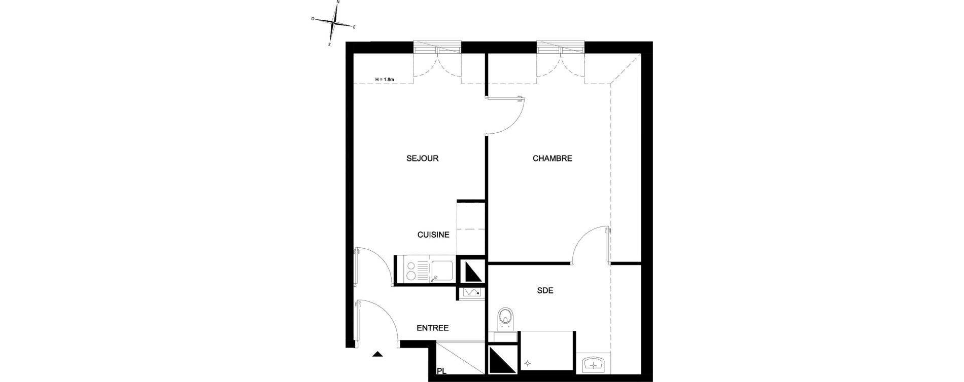 Appartement T2 meubl&eacute; de 37,03 m2 &agrave; Chelles Foch - de gaulle