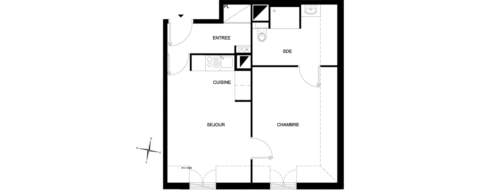 Appartement T2 meubl&eacute; de 39,43 m2 &agrave; Chelles Foch - de gaulle