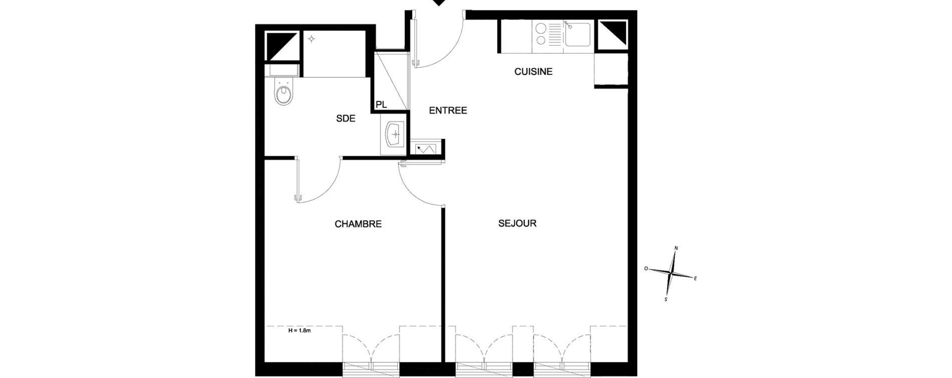 Appartement T2 meubl&eacute; de 40,56 m2 &agrave; Chelles Foch - de gaulle