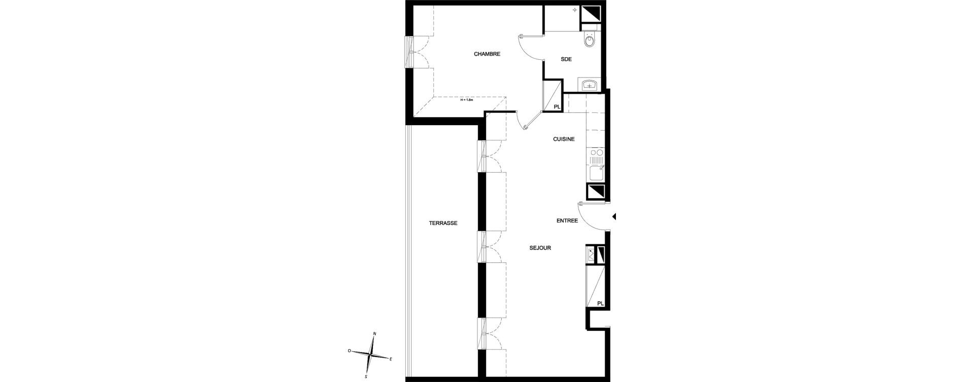 Appartement T2 meubl&eacute; de 51,42 m2 &agrave; Chelles Foch - de gaulle