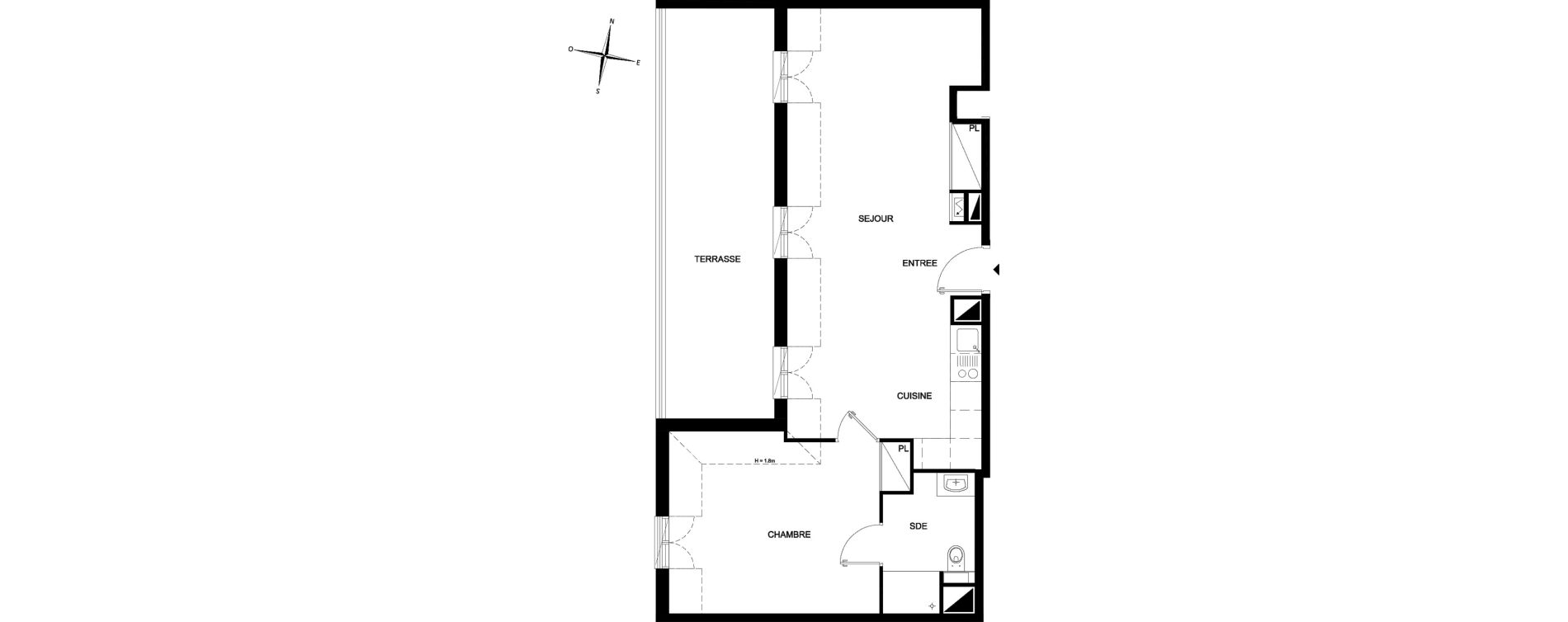 Appartement T2 meubl&eacute; de 51,42 m2 &agrave; Chelles Foch - de gaulle