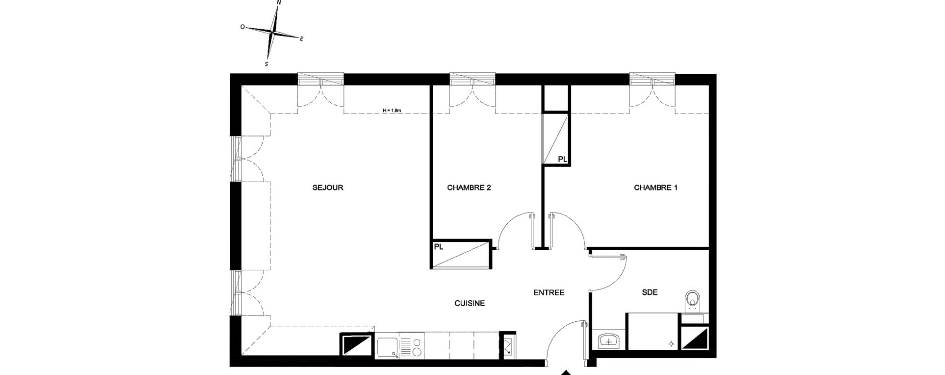 Appartement T3 meubl&eacute; de 61,28 m2 &agrave; Chelles Foch - de gaulle