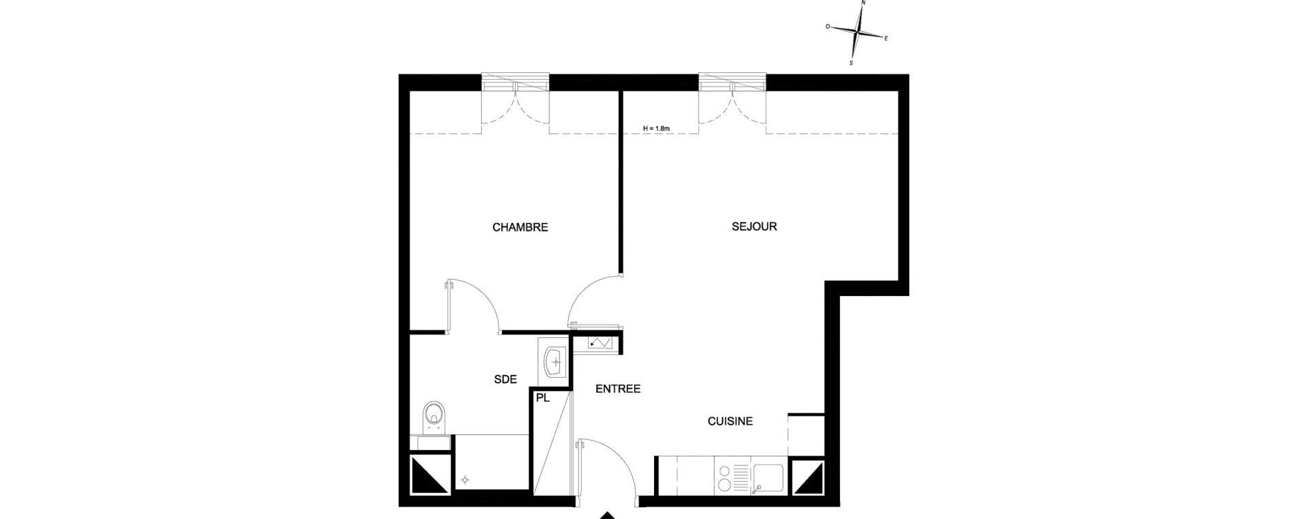 Appartement T2 meubl&eacute; de 41,96 m2 &agrave; Chelles Foch - de gaulle