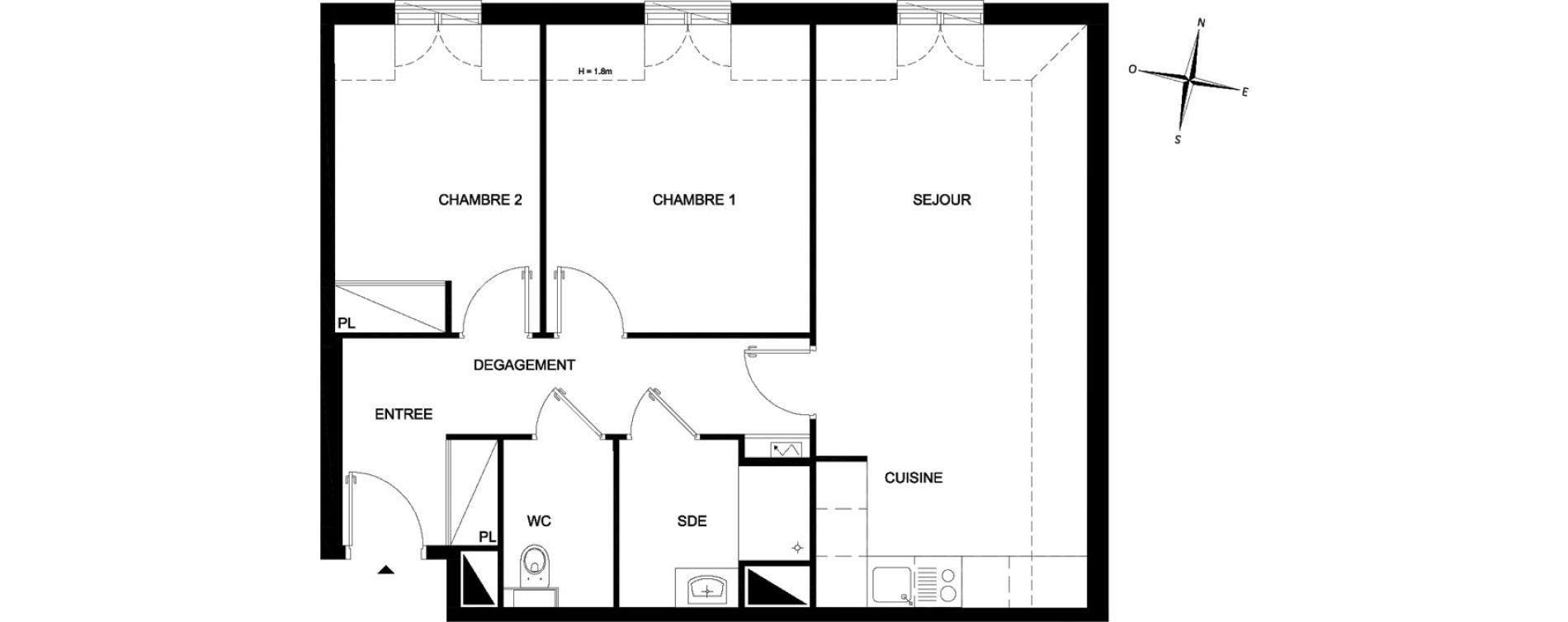 Appartement T3 meubl&eacute; de 56,64 m2 &agrave; Chelles Foch - de gaulle
