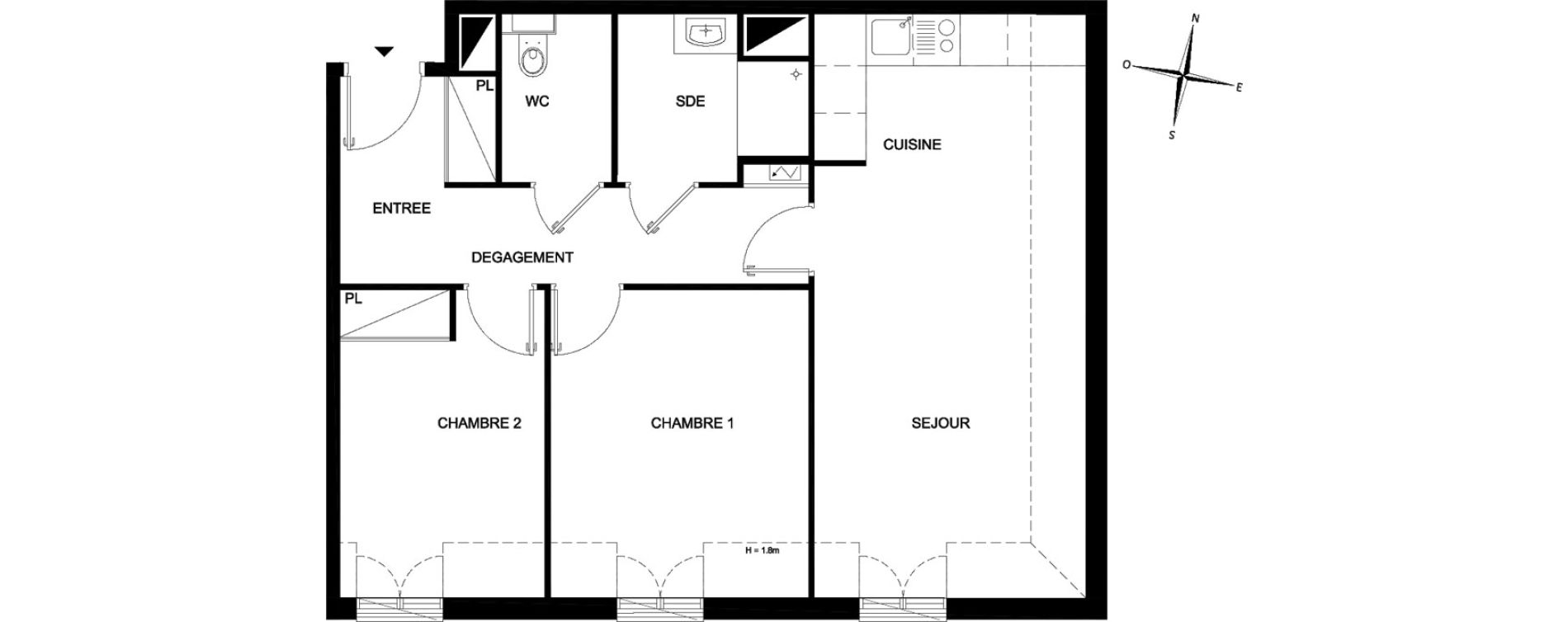 Appartement T3 meubl&eacute; de 56,33 m2 &agrave; Chelles Foch - de gaulle
