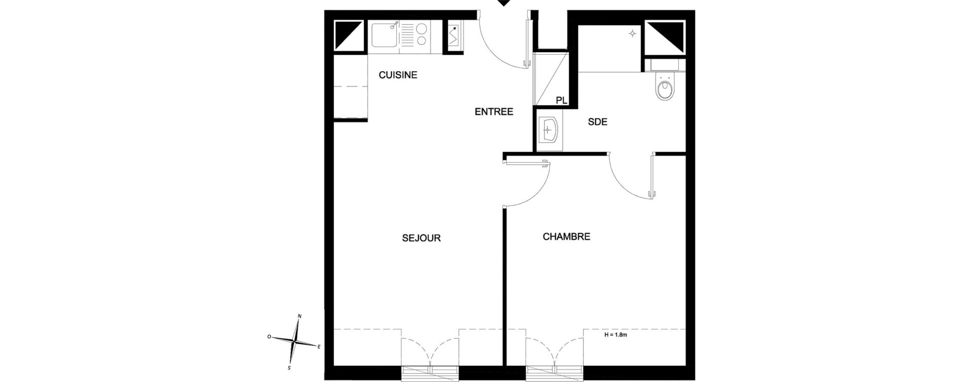 Appartement T2 meubl&eacute; de 38,44 m2 &agrave; Chelles Foch - de gaulle