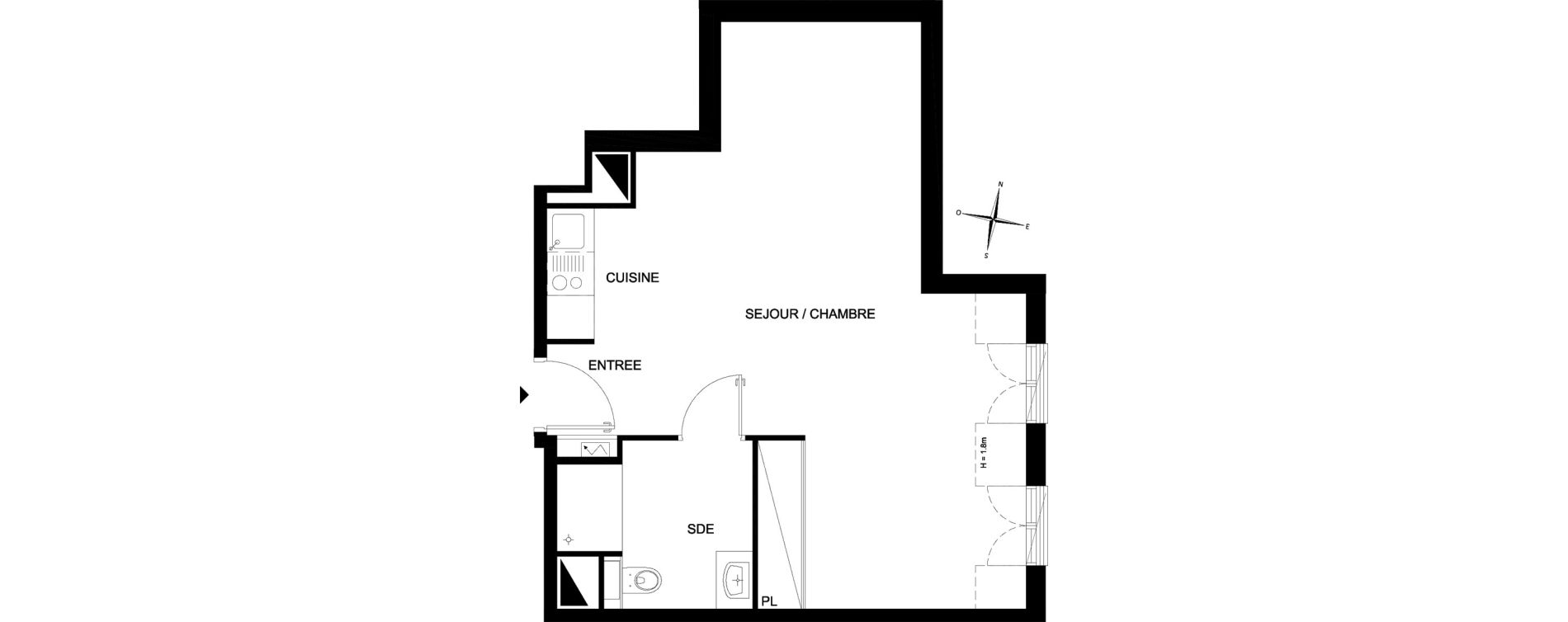 Studio meubl&eacute; de 39,51 m2 &agrave; Chelles Foch - de gaulle