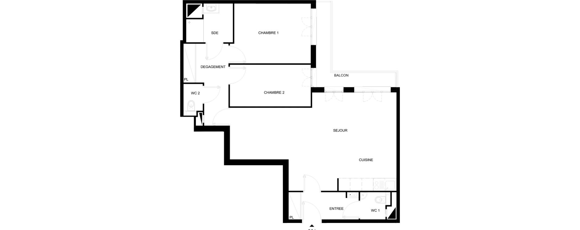 Appartement T3 meubl&eacute; de 77,39 m2 &agrave; Chelles Foch - de gaulle
