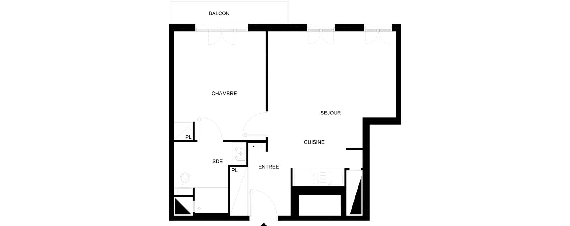 Appartement T2 meubl&eacute; de 43,19 m2 &agrave; Chelles Foch - de gaulle