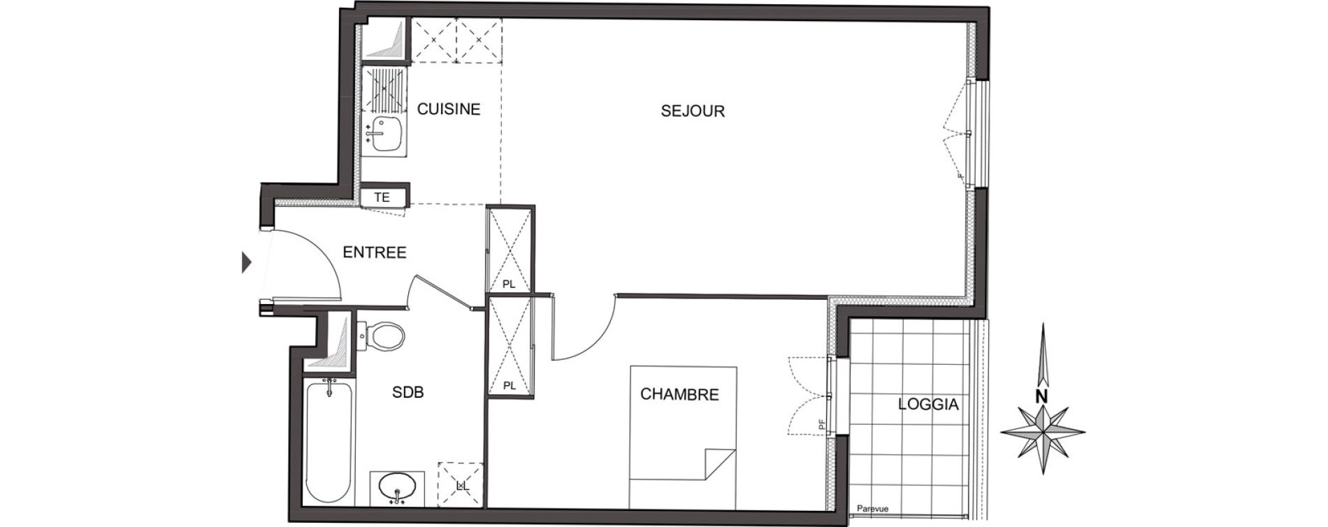 Appartement T2 de 48,50 m2 &agrave; Chelles Centre