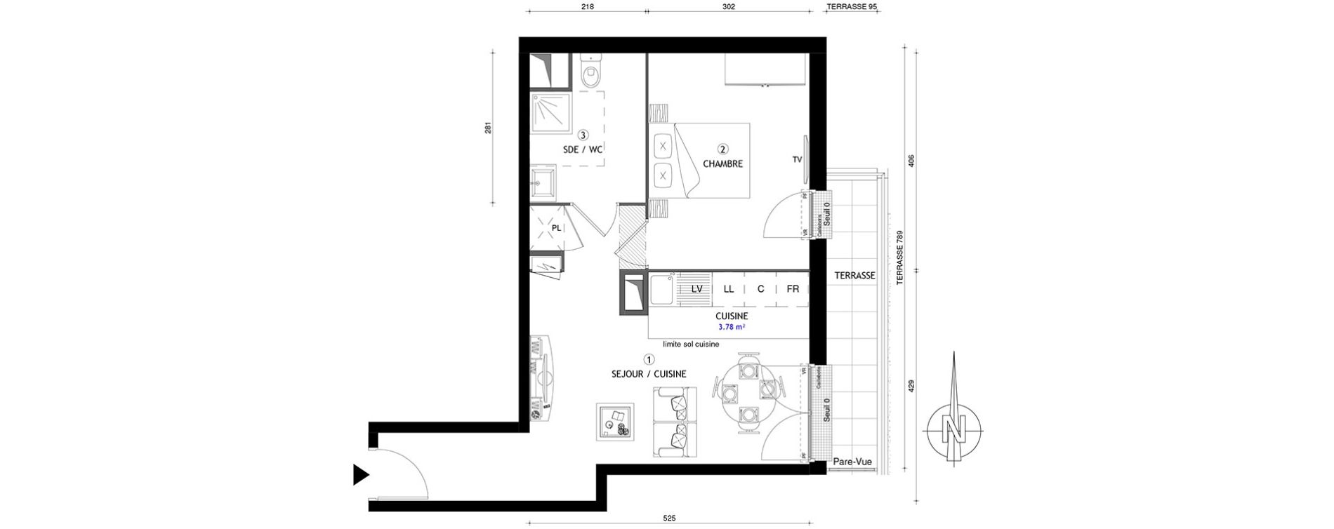 Appartement T2 de 43,50 m2 &agrave; Chelles Centre