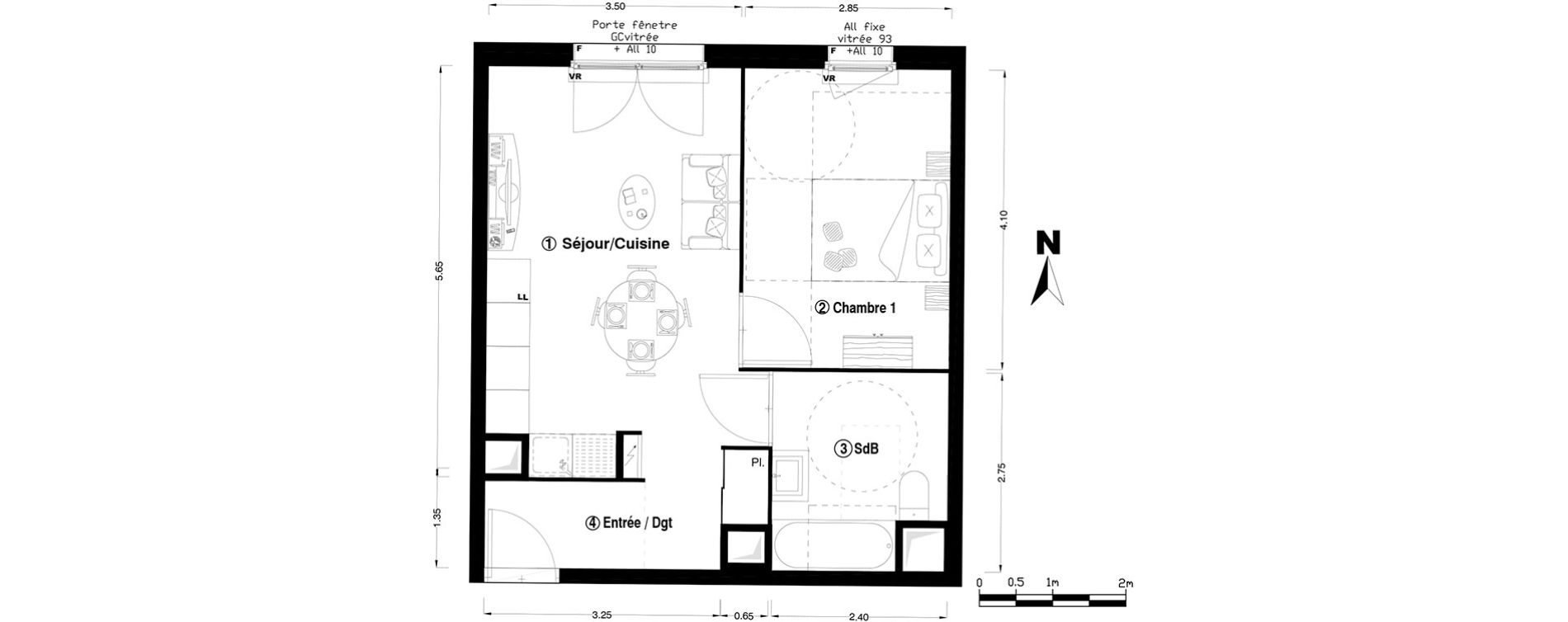 Appartement T2 de 42,00 m2 &agrave; Chelles Centre