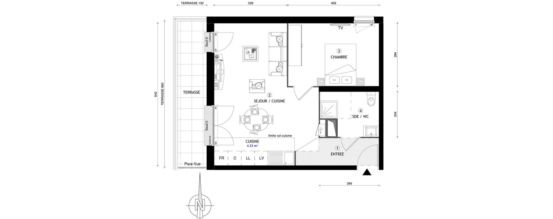 Appartement T2 de 45,40 m2 &agrave; Chelles Centre