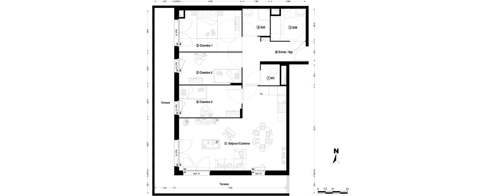 Appartement T4 de 82,05 m2 &agrave; Chelles Centre