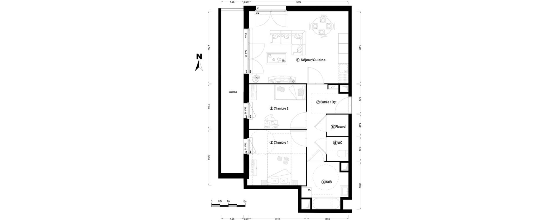 Appartement T3 de 63,20 m2 &agrave; Chelles Centre
