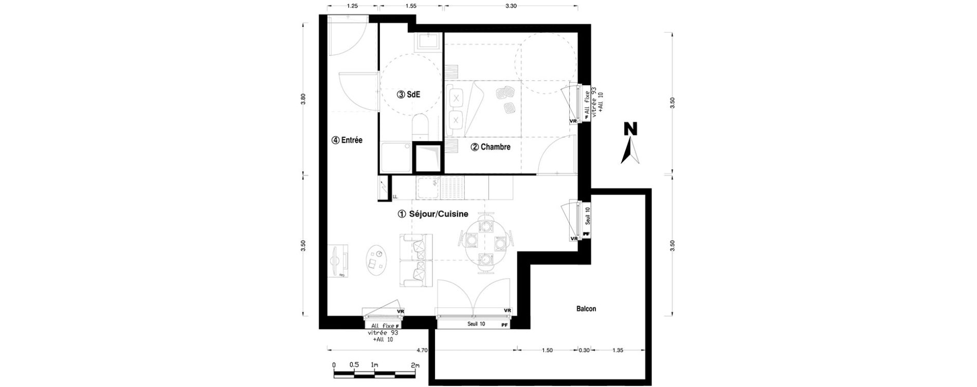 Appartement T2 de 40,50 m2 &agrave; Chelles Centre