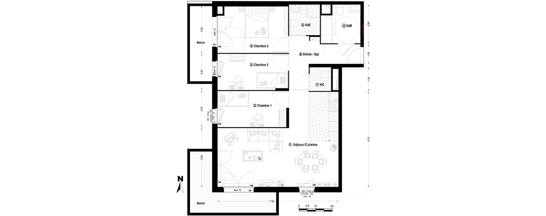 Appartement T4 de 82,00 m2 &agrave; Chelles Centre