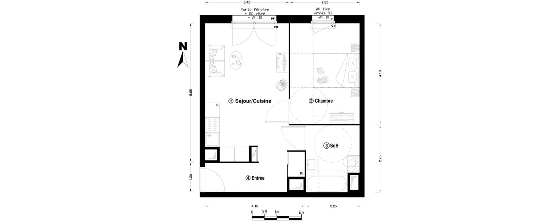Appartement T2 de 42,20 m2 &agrave; Chelles Centre
