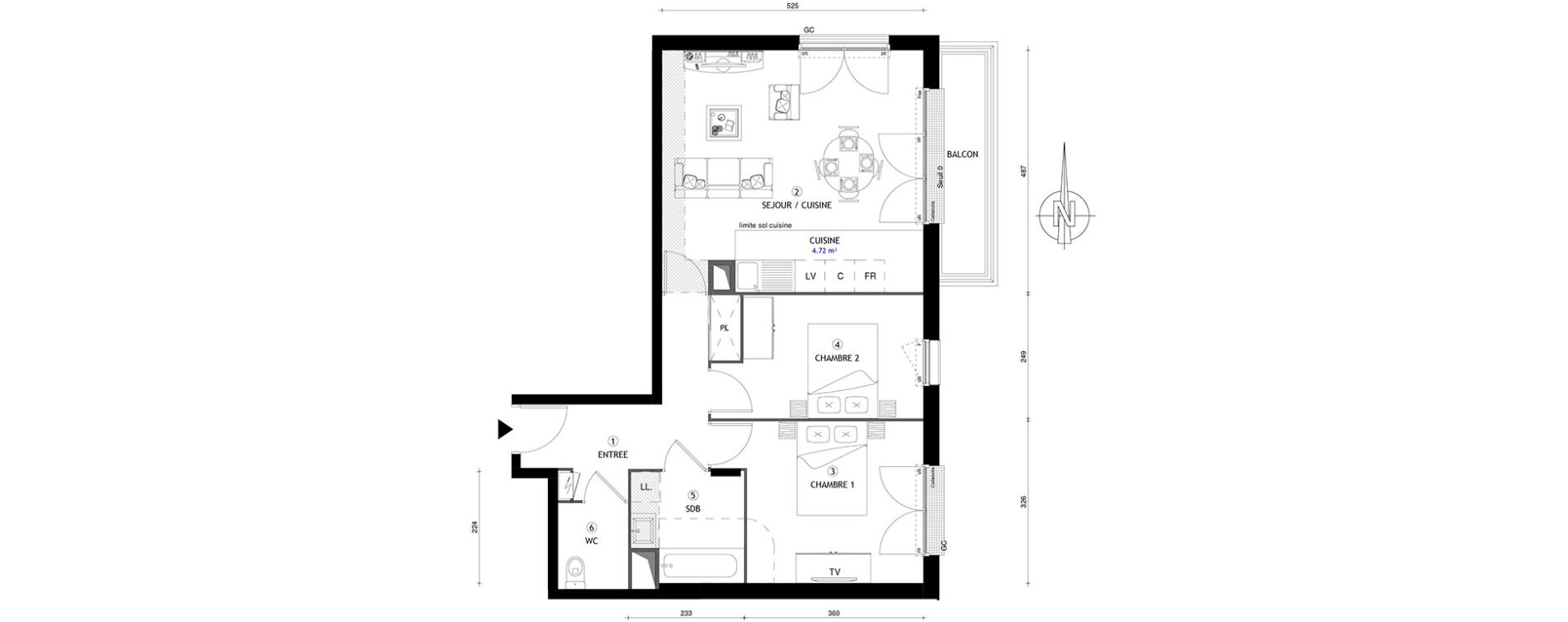 Appartement T3 de 62,00 m2 &agrave; Chelles Centre