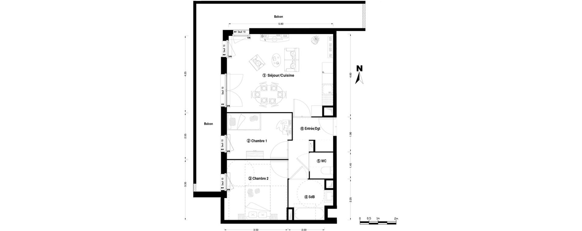 Appartement T3 de 58,95 m2 &agrave; Chelles Centre