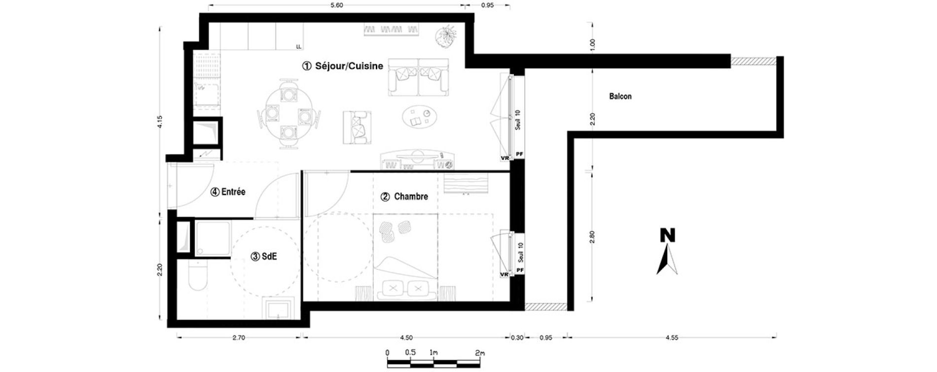 Appartement T2 de 41,40 m2 &agrave; Chelles Centre