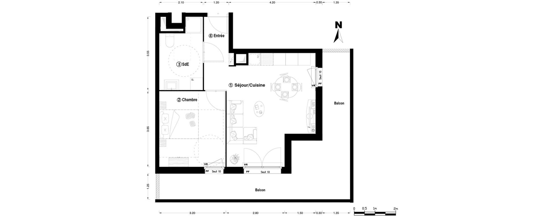 Appartement T2 de 43,30 m2 &agrave; Chelles Centre