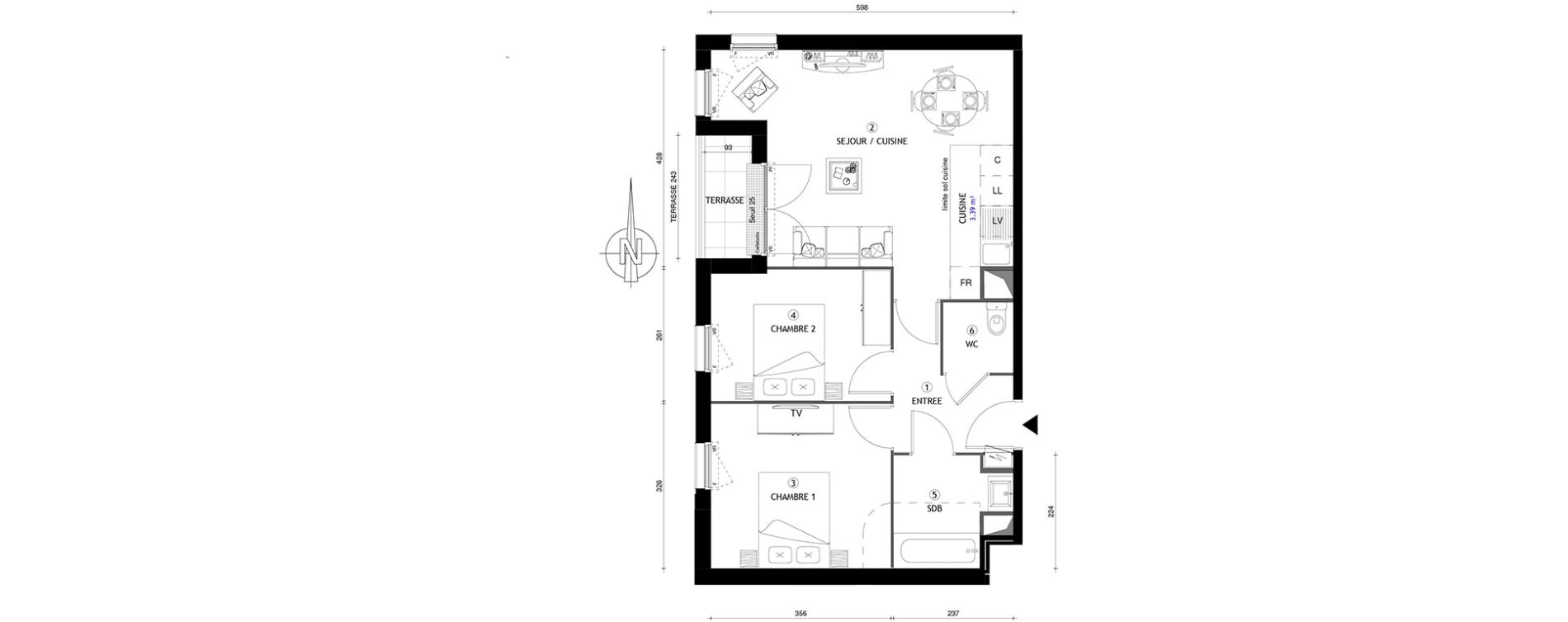 Appartement T3 de 55,50 m2 &agrave; Chelles Centre